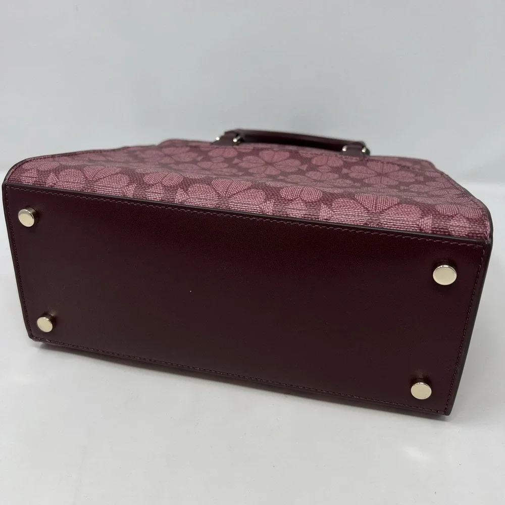 Kate Spade Flower Small Crossbody Bag Satchel Madison Granache Merlot Berry Tote